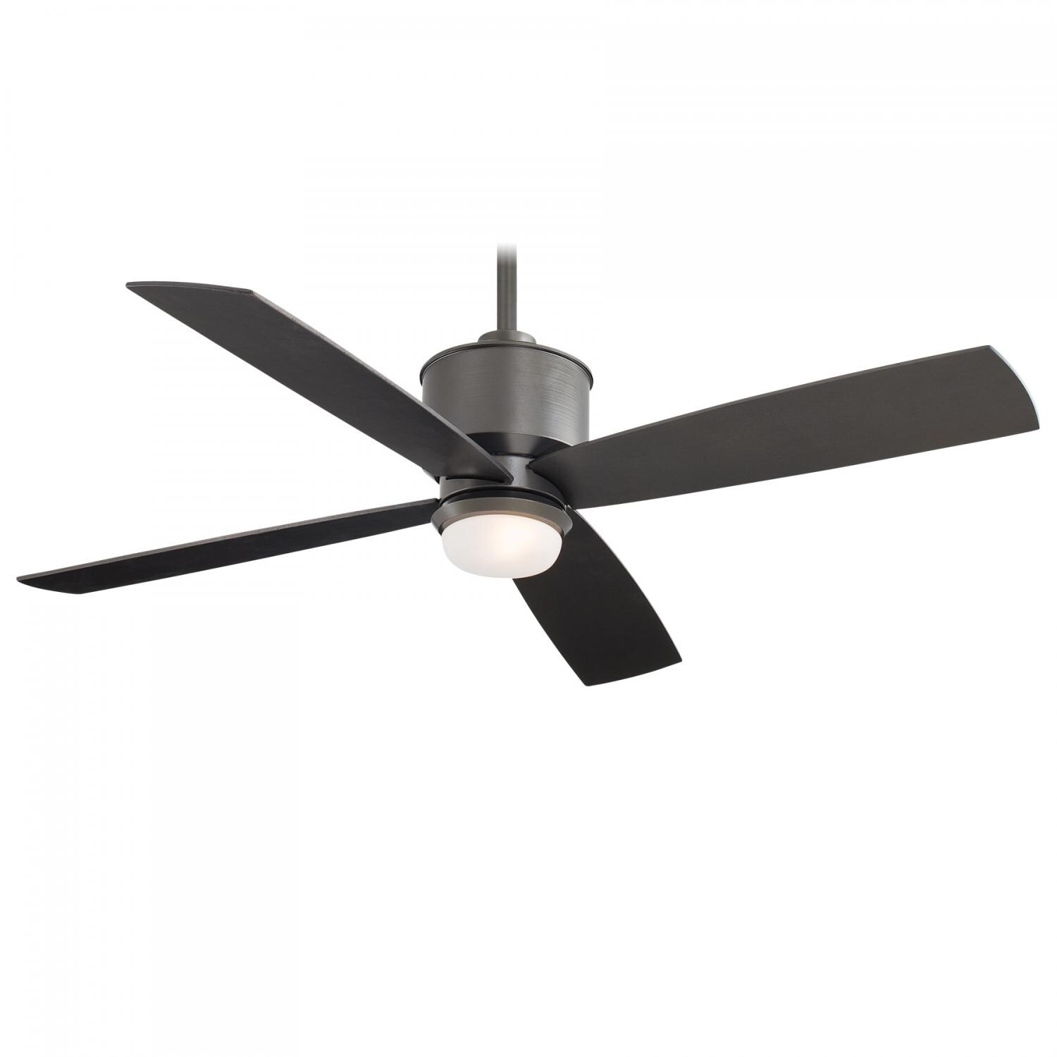 Minka-Aire Strata 52-Inch 4-Blade LED Ceiling Fan in Smoked Iron Finish W/ Smoked Iron Finish Blades and Etched Opal Glass - Mycitystee