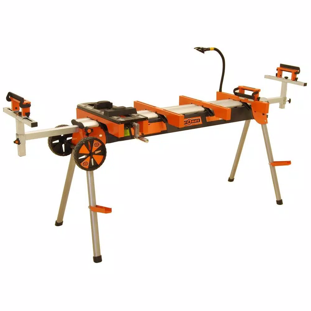 BORA Heavy Duty Portable Miter Saw Stand with Quick Release Tool Mounts， Wheels， Work Light， Vise， 4-Outlet Power and#8211; XDC Depot - Mycitystee