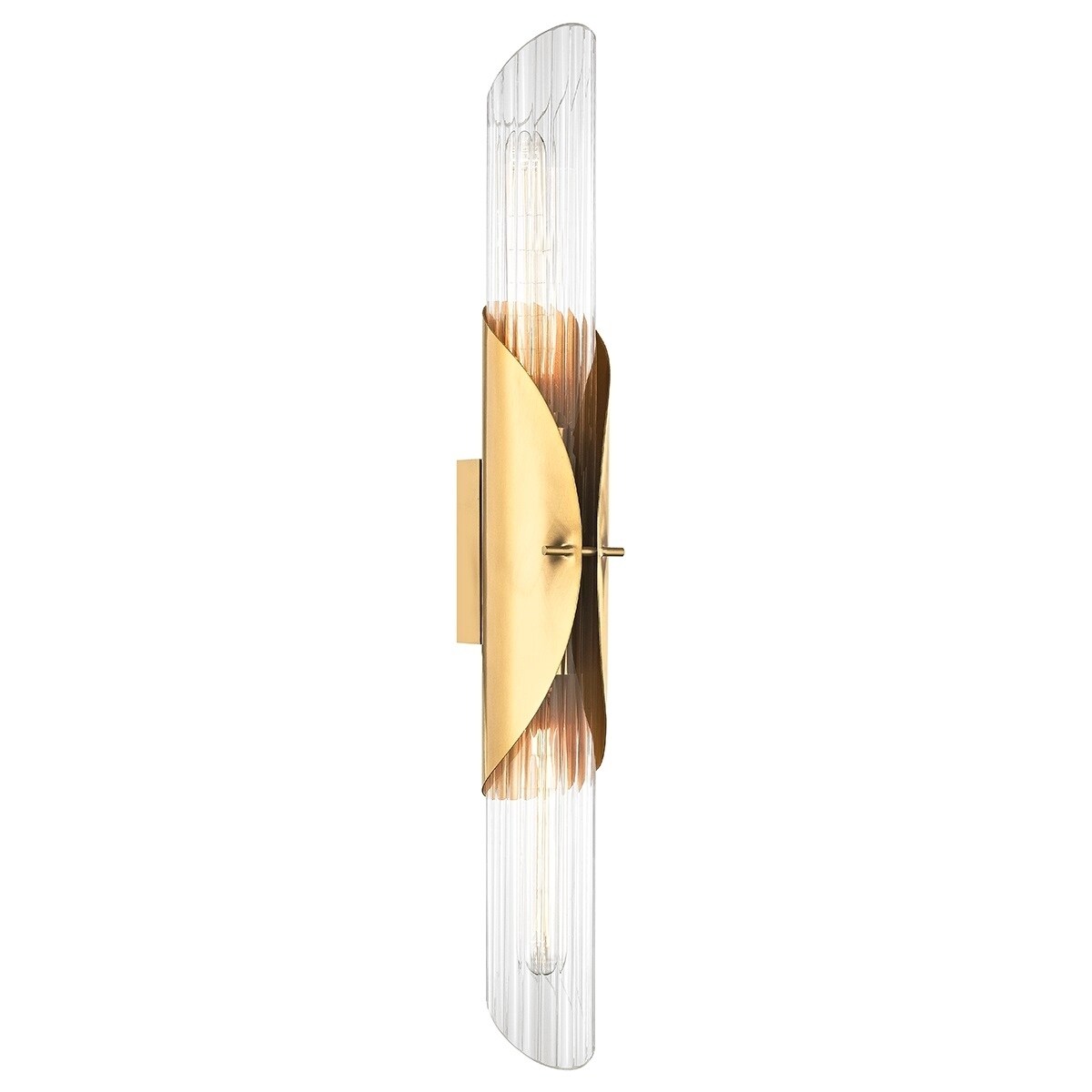 Lefferts 2-light Aged Brass ADA Wall Sconce， Clear Extruded Glass - Mycitystee