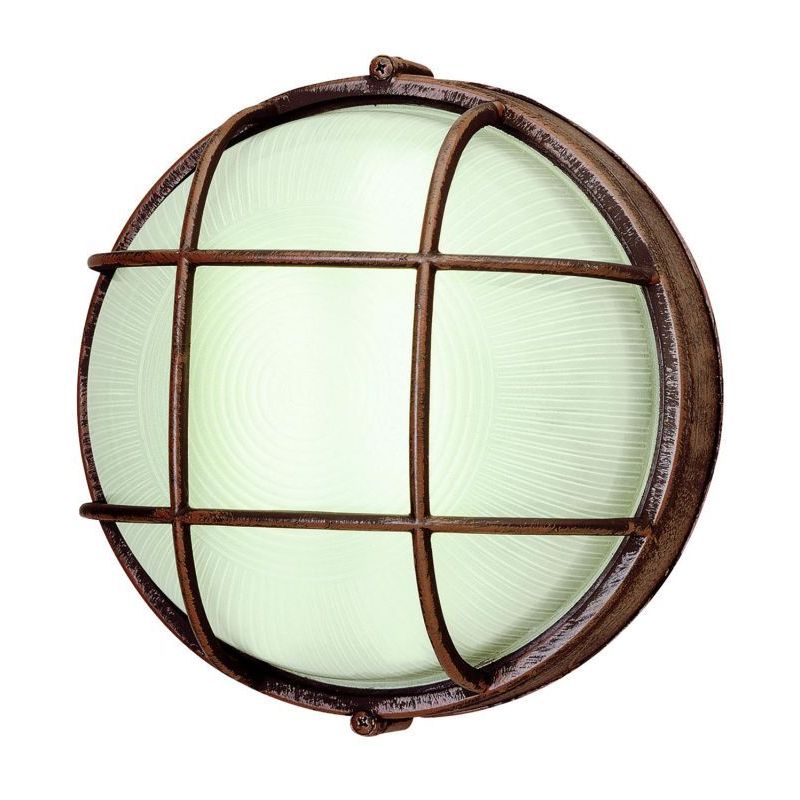 Cambridge 1-light Rust 8-inch Outdoor Flush Mount with Clear Ribbed Polycarbonate - Mycitystee