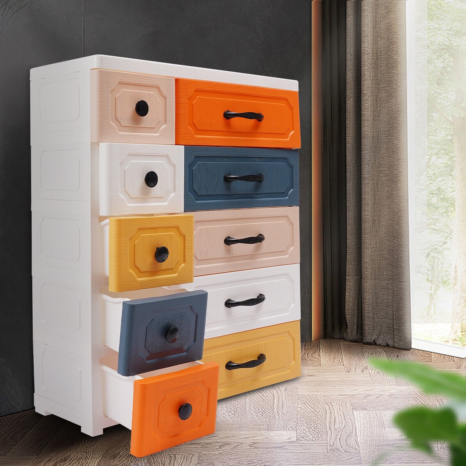 Plastic 10-Drawers Dresser Colorful Storage Cabinet Chest - - 37133711 - Mycitystee
