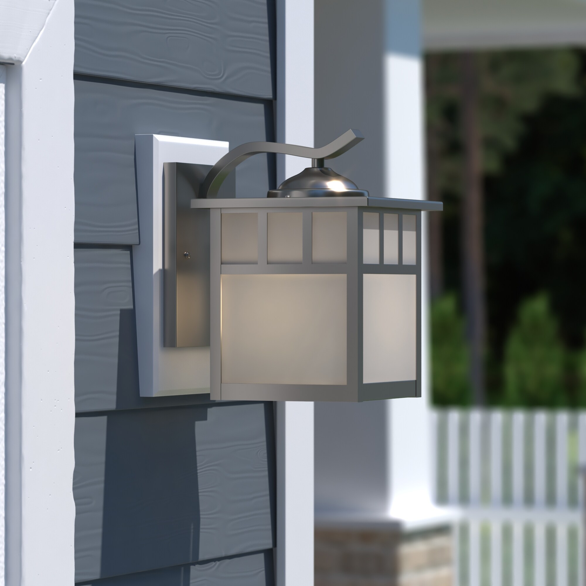 Mission Stainless Steel 1 Light Rectangle Outdoor Wall Lantern White Glass - 7-in W x 9-in H x 9.25-in D Shopping - The Best Deals on Outdoor Wall Lan - Mycitystee