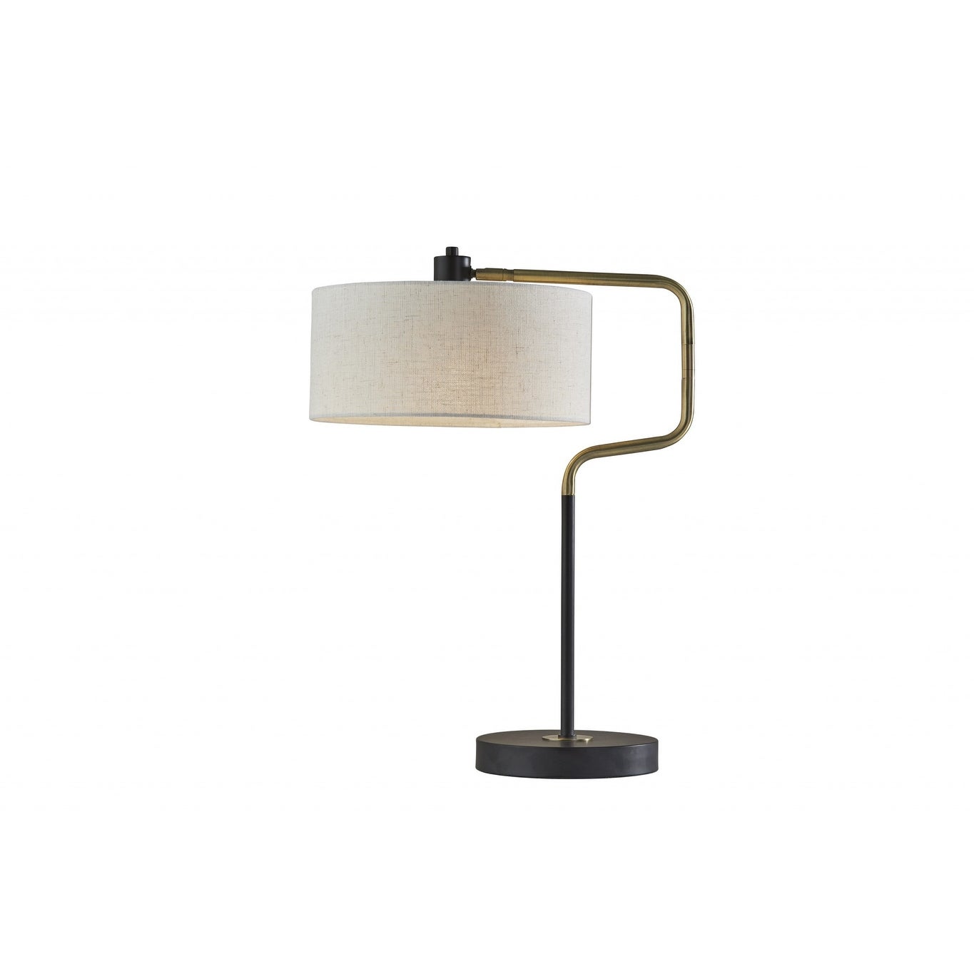 Black Metal with Brass Adjustable Swing Arm and Drum Shade Table Lamp - 13 x 29 x 25.5 - Mycitystee