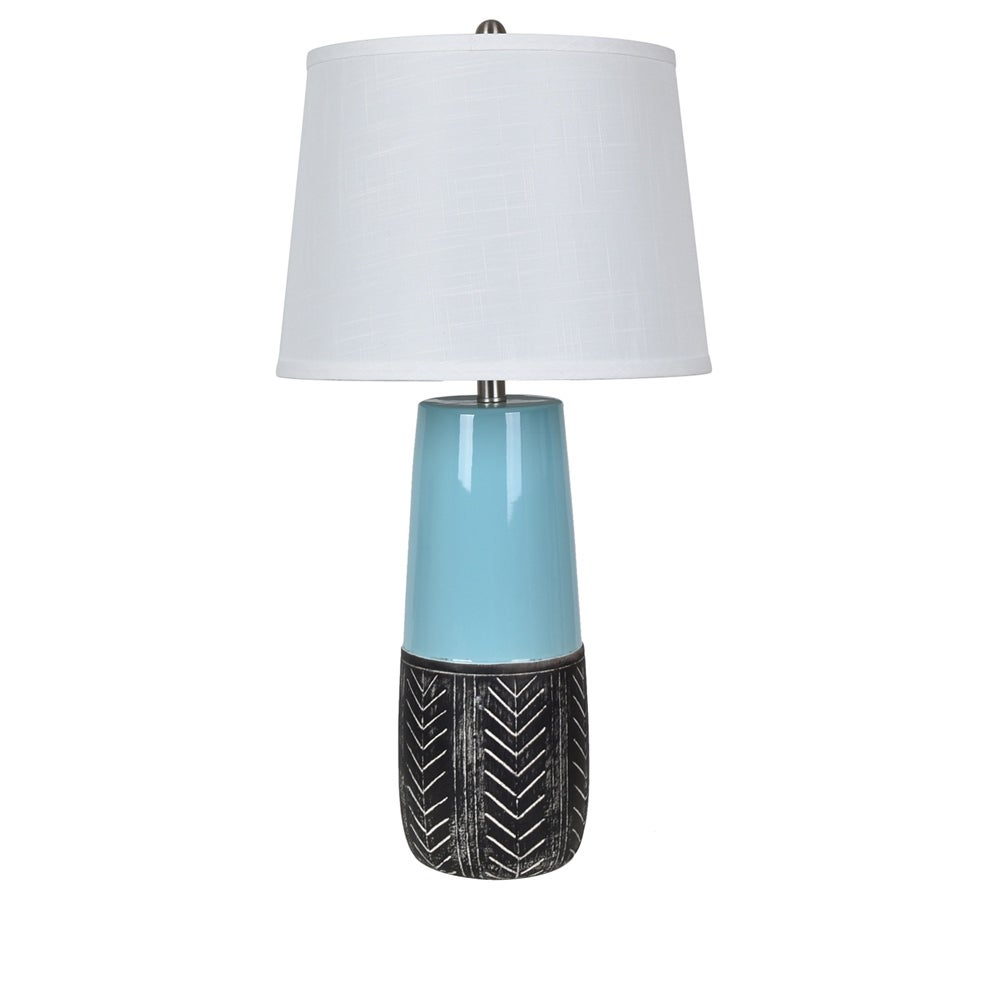 Paignton Blue and Black 29-inch Ceramic Tapered Drum Table Lamp - Mycitystee