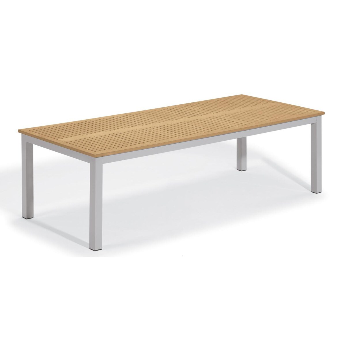 Travira 103 X 42 Inch Rectangular Aluminum Patio Dining Table W/ Tekwood Natural Top By Oxford Garden - Mycitystee