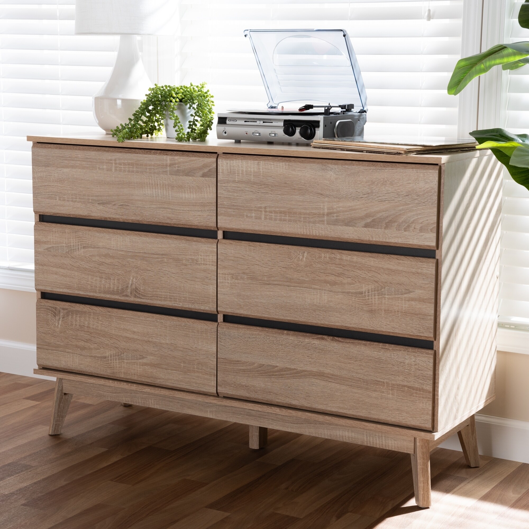Mid-Century Dark Grey 6-Drawer Dresser by Baxton Studio - - 22290436 - Mycitystee