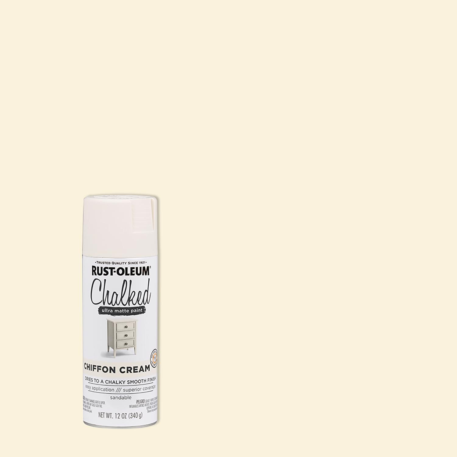 Rust-Oleum Chalked Ultra Matte Chiffon Cream Oil-Based Acrylic Sprayable Chalk Paint 12 oz - Mycitystee