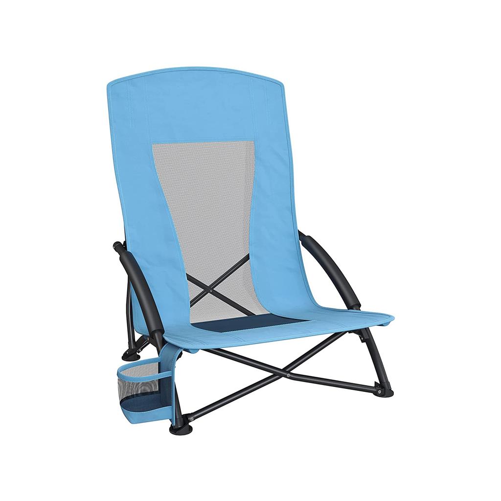 SONGMICS Portable Beach Chair with High BackrestLight Blue/1 Quantity - Mycitystee