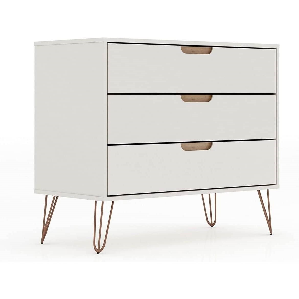 Modern Bedroom Scandinavian Style 3-Drawer Dresser in Off-White Natural Finish - - 36215009 - Mycitystee
