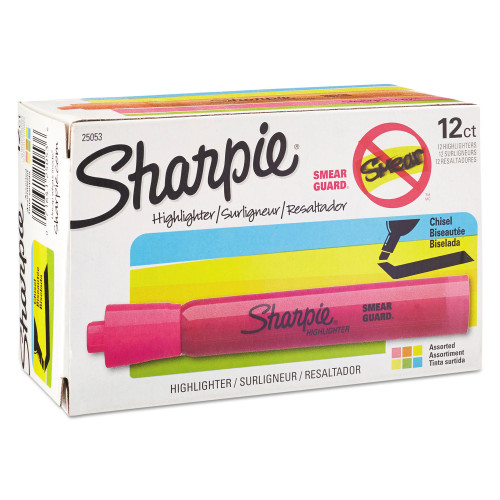 Sharpie Tank Style Highlighters， Chisel Tip， Assorted Colors， Dozen (25053) - Mycitystee