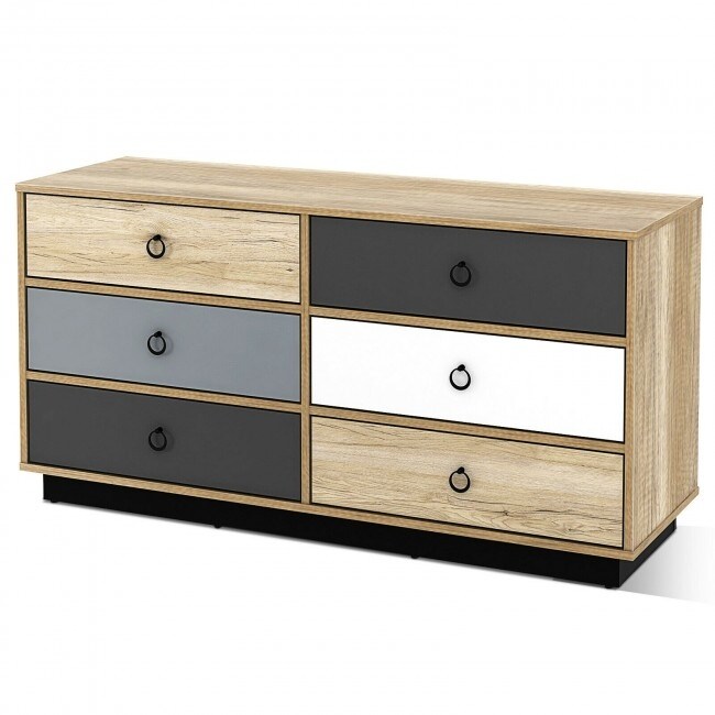 6 Drawers Double Dresser Accent Storage Tower for Bedroom Hallway Entryway - - 35444095 - Mycitystee