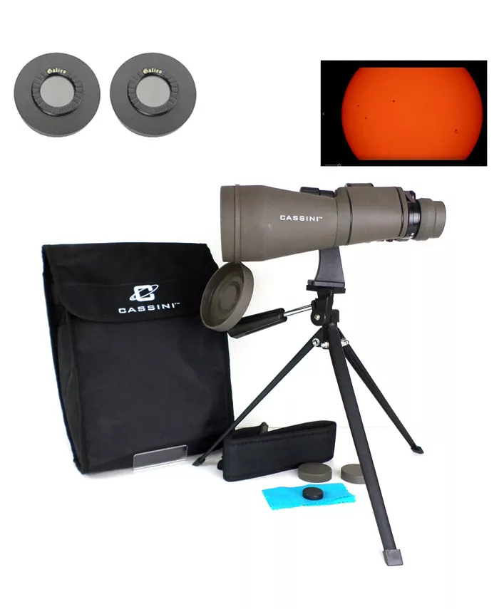 Cassini 10 - 30x Power Zoom Binocular with 60mm Lens and Tabletop Metal Tripod and Solar Filter Caps - Mycitystee