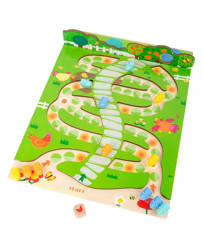 Legler USA Small Foot Wooden Toys 2 in 1 Ludo and Snakes and Ladders Game Caterpillars - Mycitystee