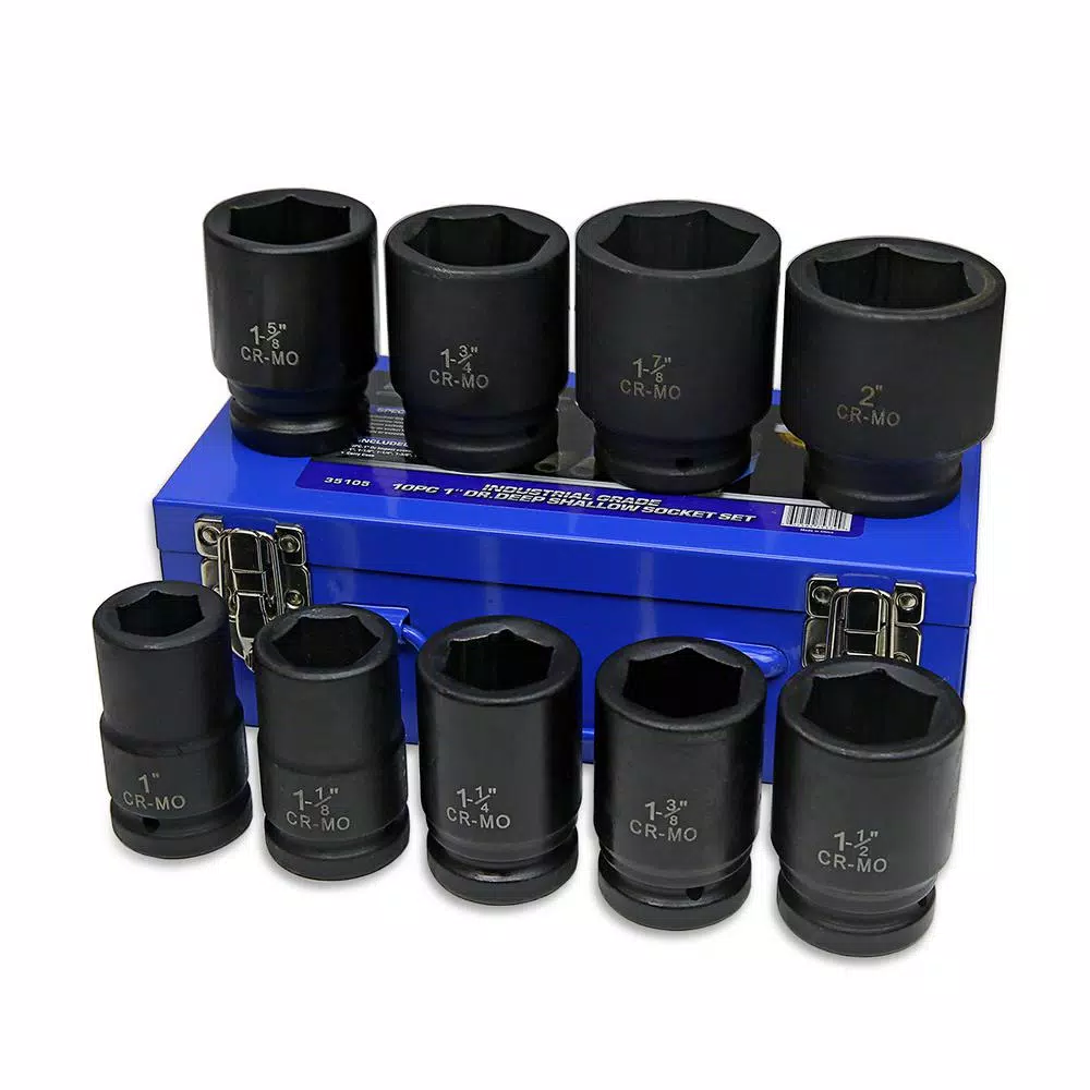 Stark 1 in. Drive Deep Impact Socket Set Cr-Mo 6-Point (1 in. to 2 in.) with Carrying Case (9-Piece) and#8211; XDC Depot - Mycitystee