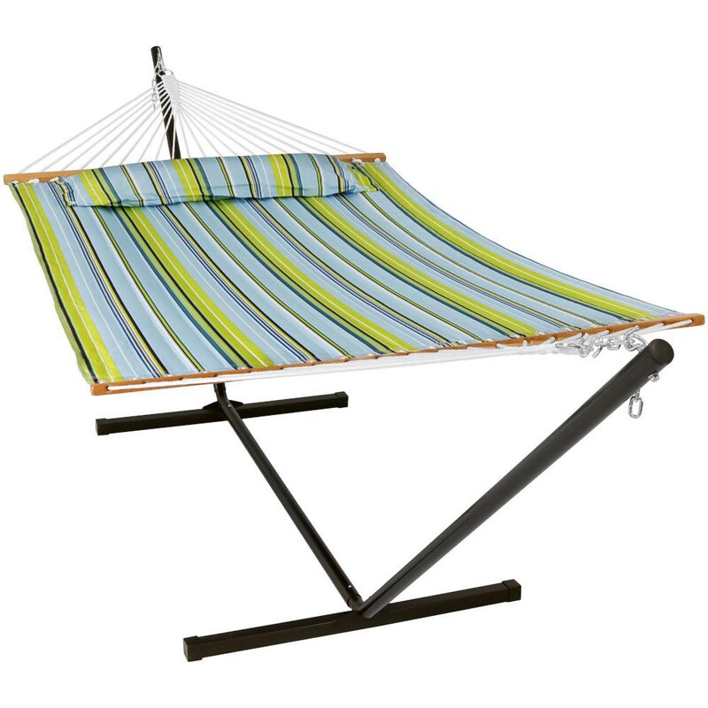 Ultimate Patio Quilted Hammock w/ Stand and Spreader Bars - Mycitystee