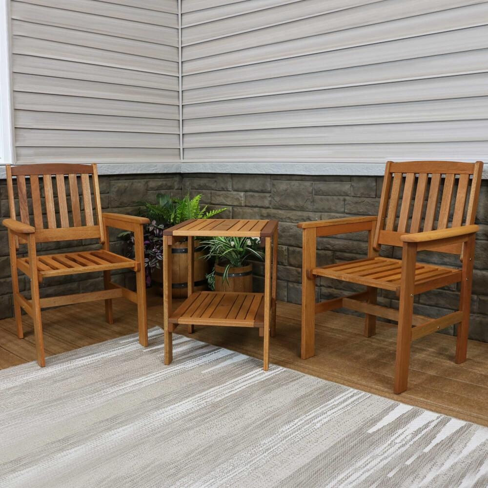 Ultimate Patio Meranti Wood 3-Piece Outdoor Patio Conversation Set - Mycitystee