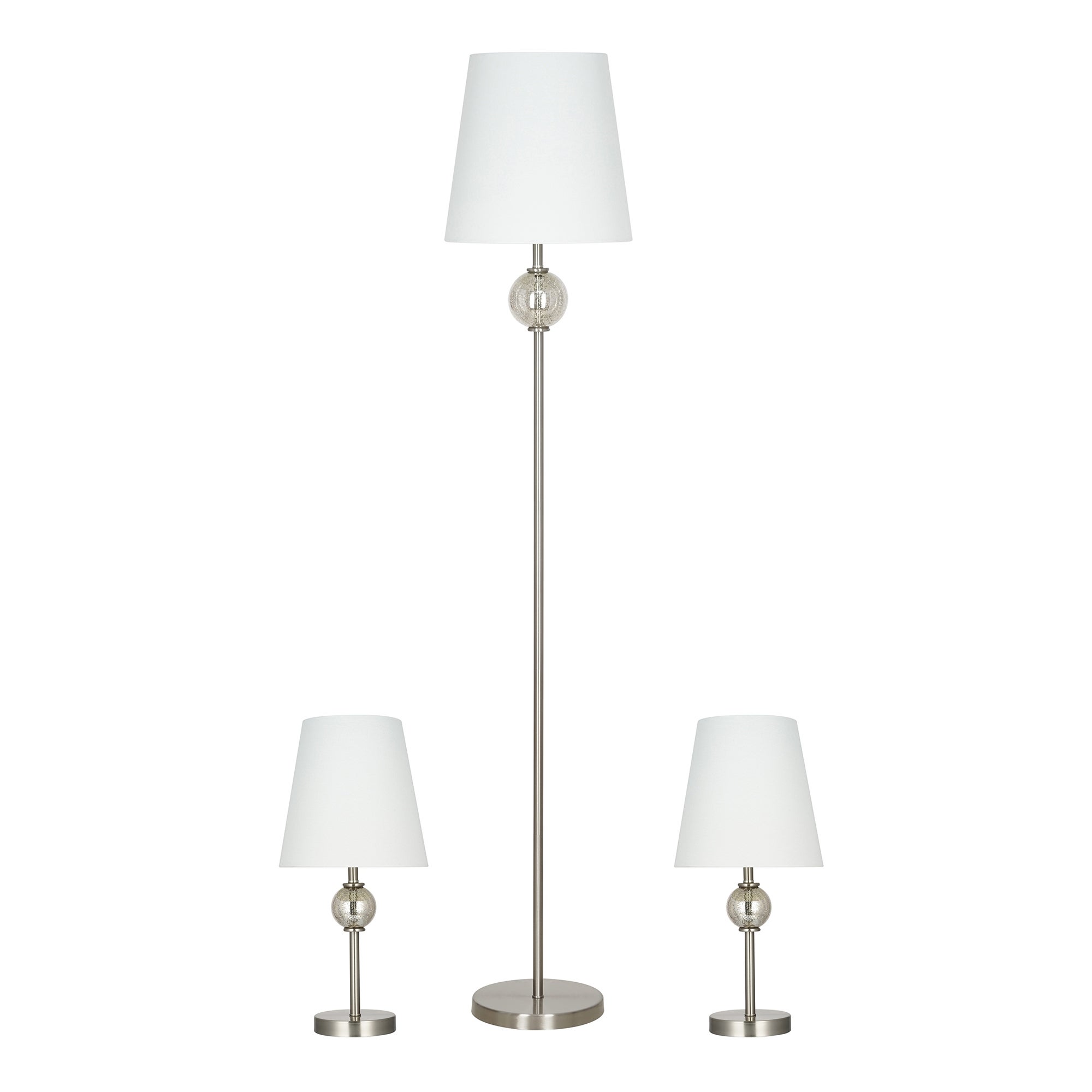 Catalina Lighting 3-Piece Table and Floor Lamp Combo with Glass Font， 58