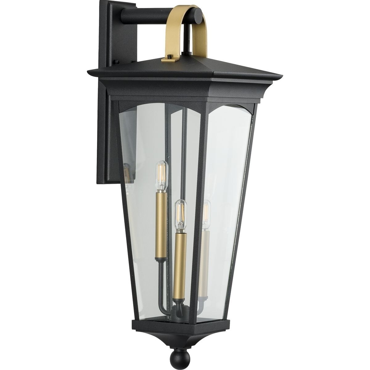 Chatsworth 3-Light Black Traditional Outdoor Wall Lantern Light - 31.300