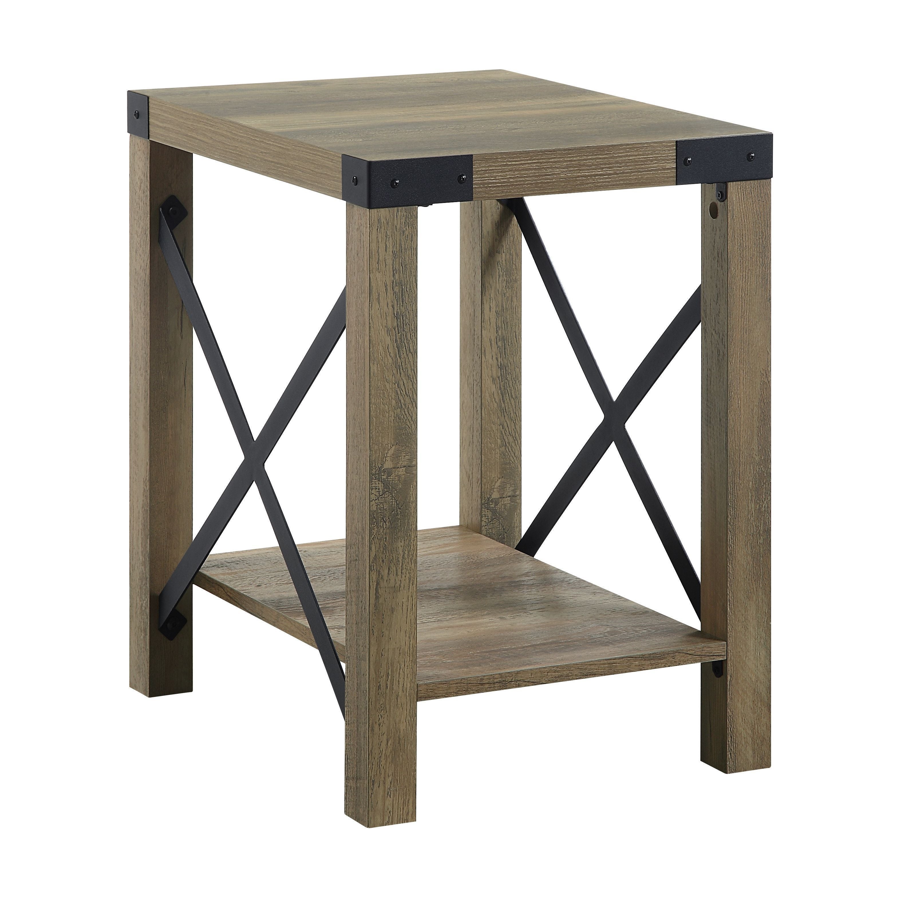 Abiram Wood 2 Tier End Table in Rustic Oak Finish - Mycitystee