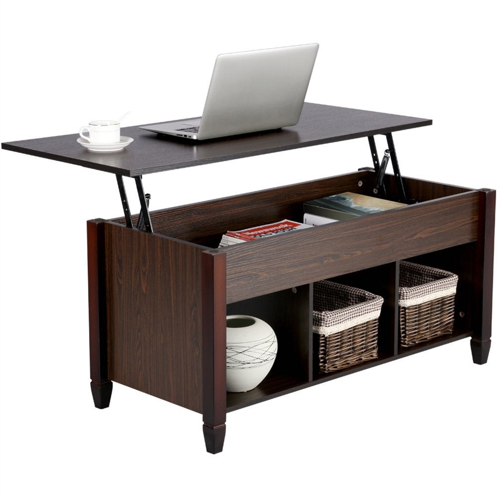 Modern Wood Lift Top Coffee Table， Espresso - Mycitystee