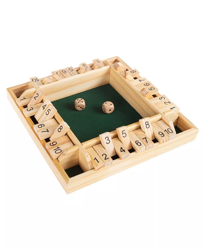 Trademark Global Hey Play Shut The Box Game - Classic 10 Number Wooden Set With Dice Included-Old Fashioned， 4 Player Thinking Strategy Game For Adult - Mycitystee