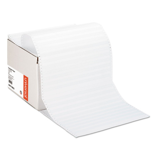 Universal Printout Paper， 1-Part， 20 lb Bond Weight， 14.88 x 11， White/Green Bar， 2，400/Carton (15852) - Mycitystee