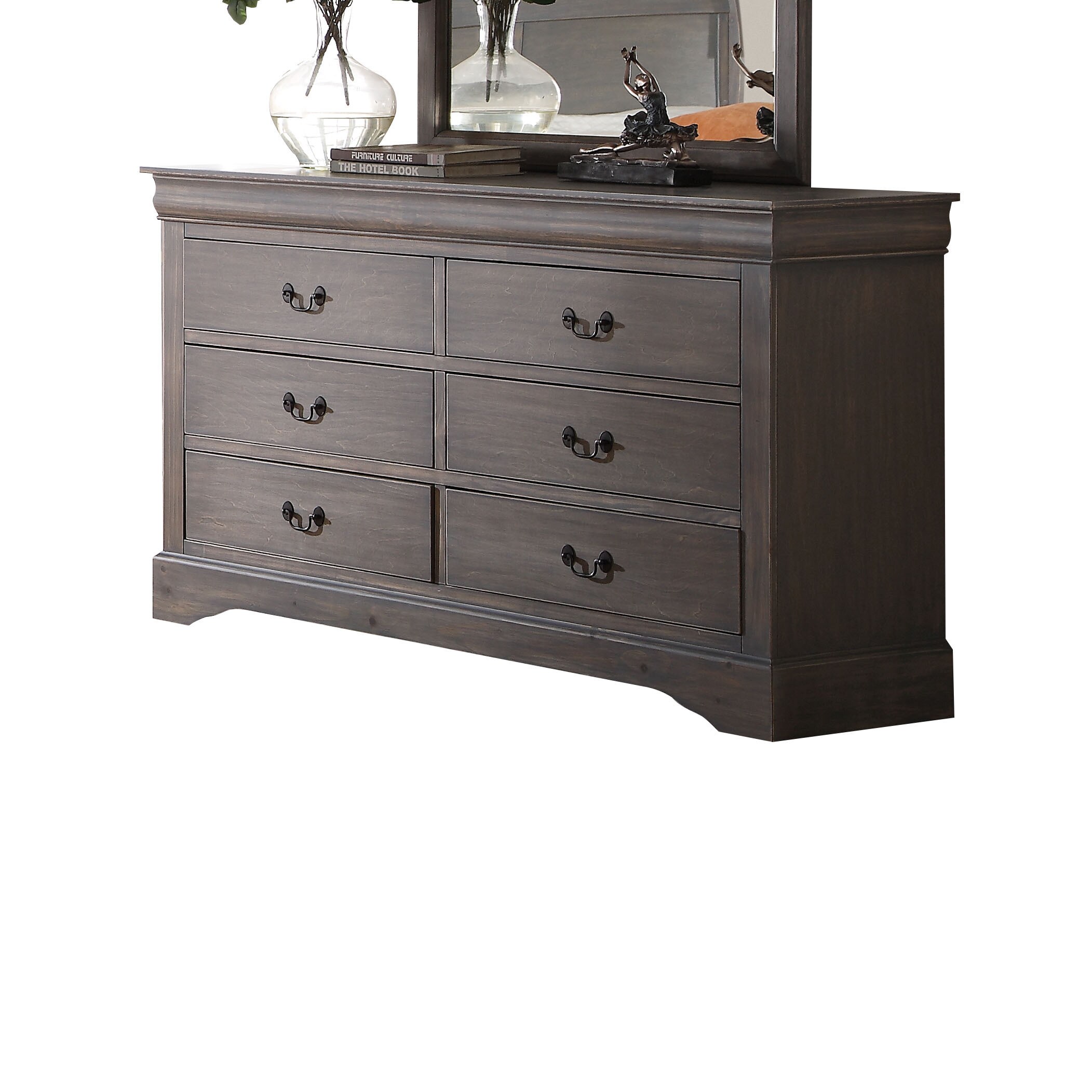 Louis Philippe III Antique Grey 6-drawer Dresser - - 12331839 - Mycitystee