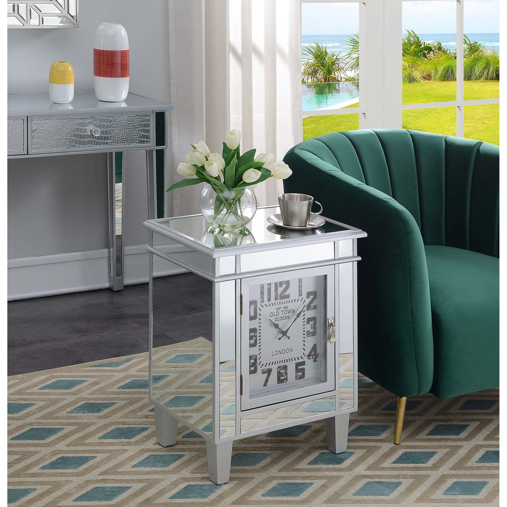 Silver Orchid Abel Gold Coast Clock End Table - Mycitystee
