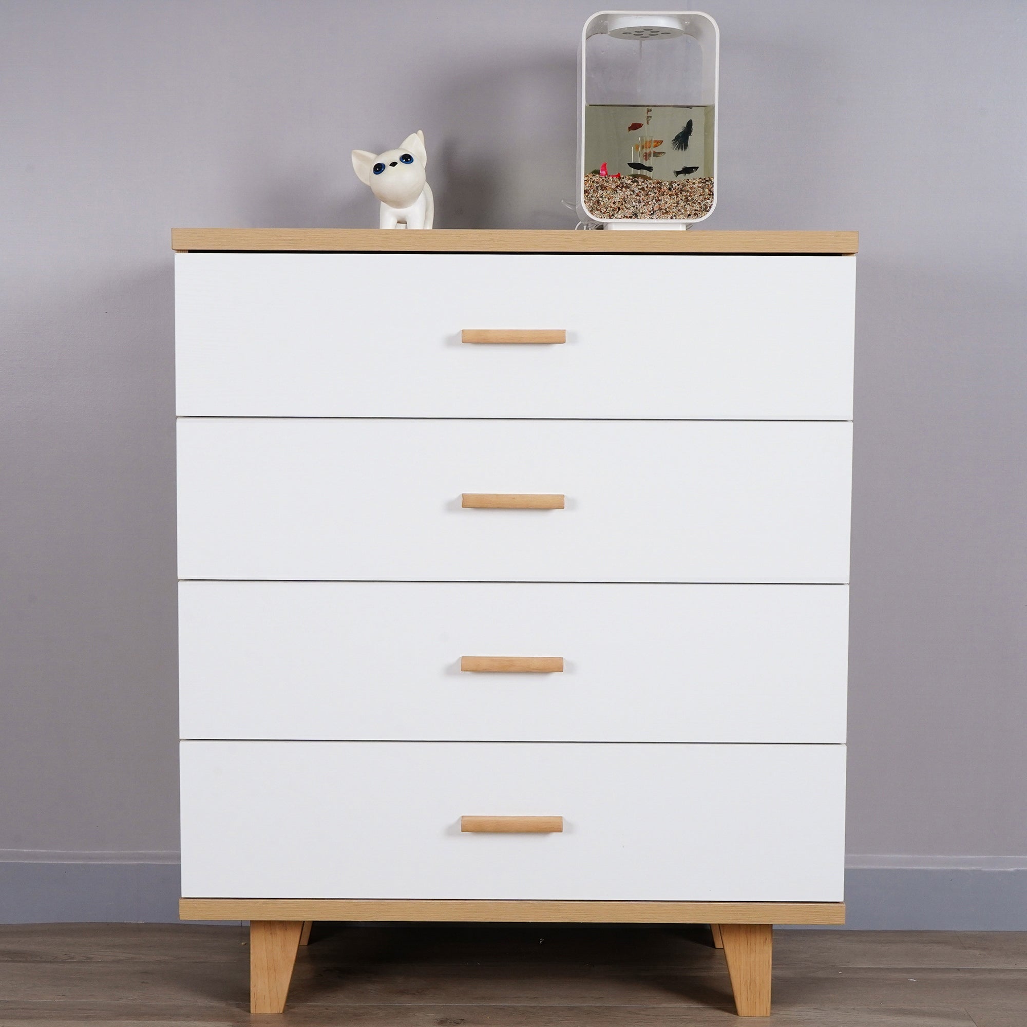 Wooden Dresser Storage Cabinet with 4 Drawers - - 37074802 - Mycitystee