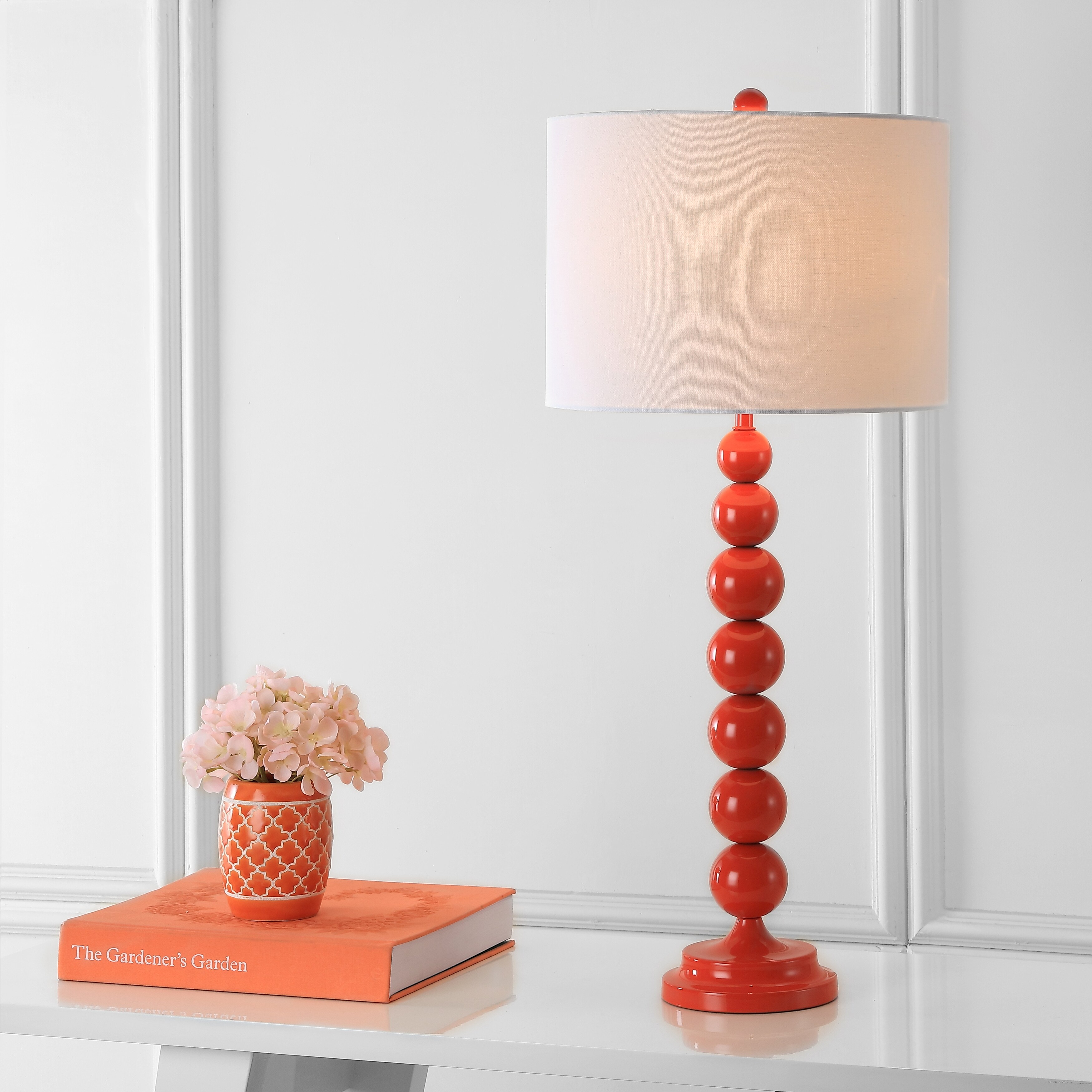 SAFAVIEH Lighting 31-inch Jenna Stacked Ball Orange Table Lamp (Set of 2) - 14