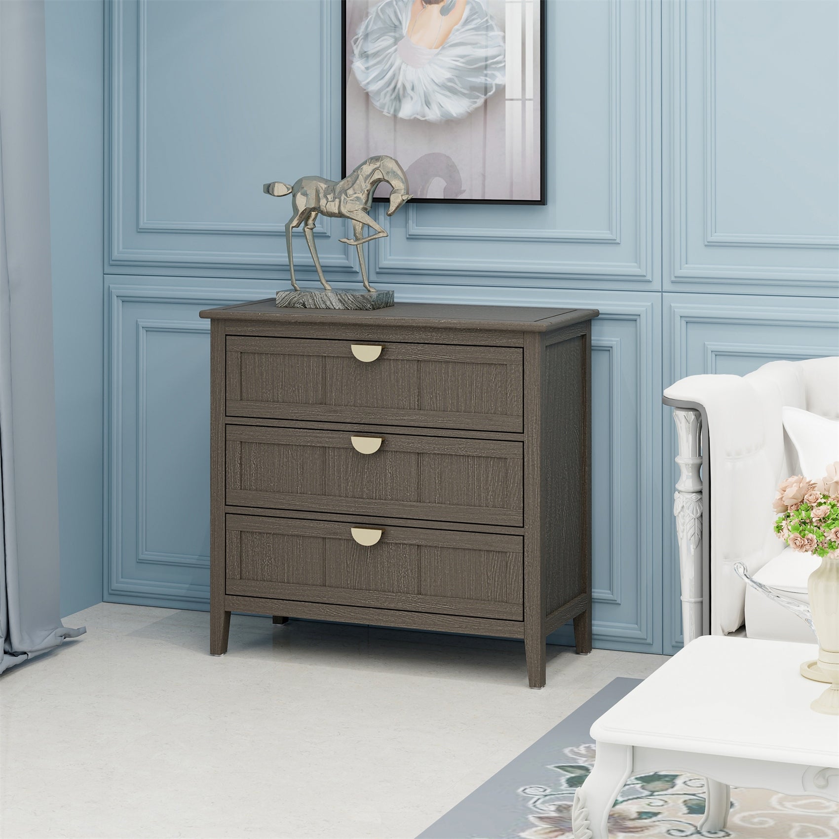 3 Drawer Wooden Cabinet Suitable for Bedroom， Living Room - - 37834894 - Mycitystee