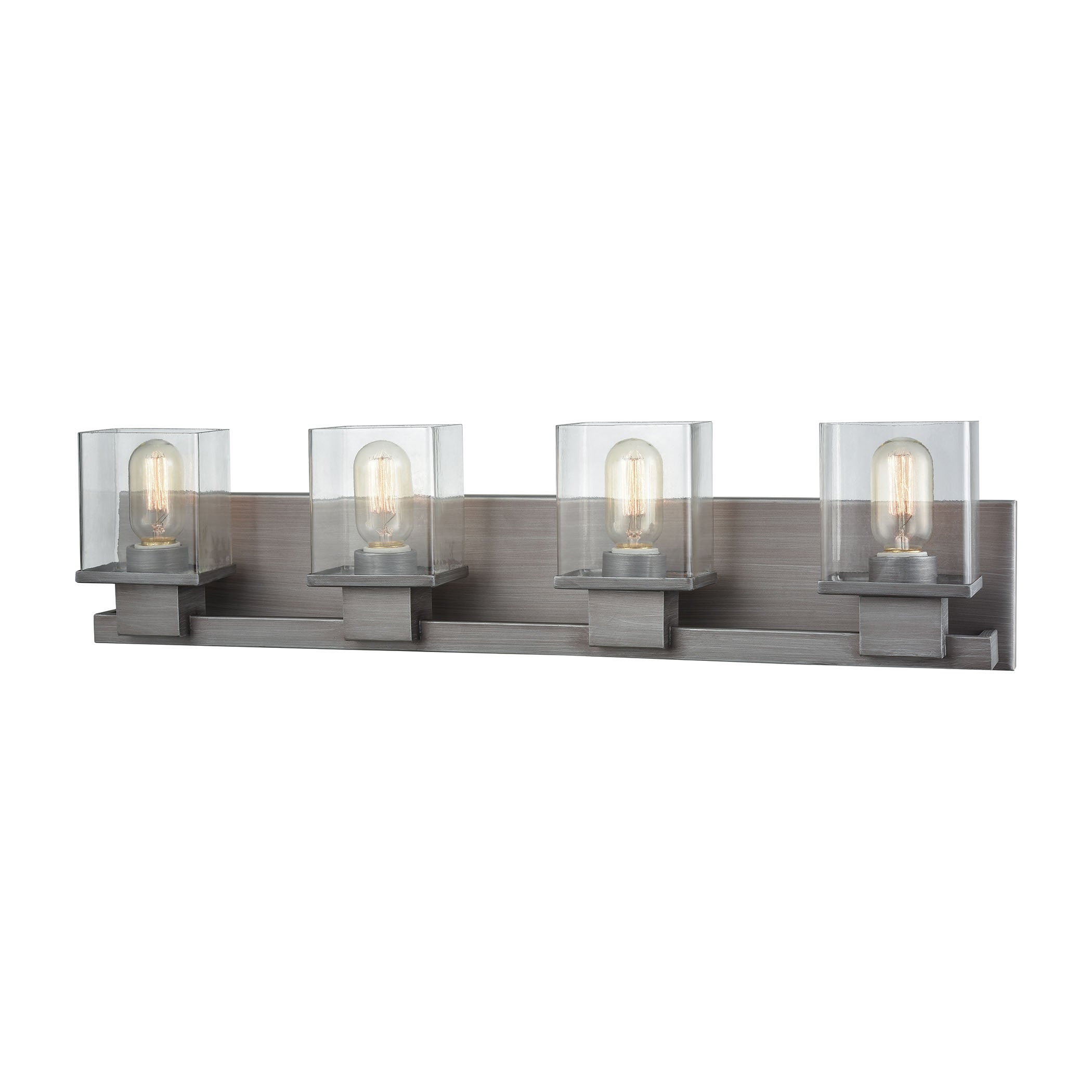 Hotelier 4-Light Vanity Sconce in Weathered Zinc with Clear Glass - Mycitystee