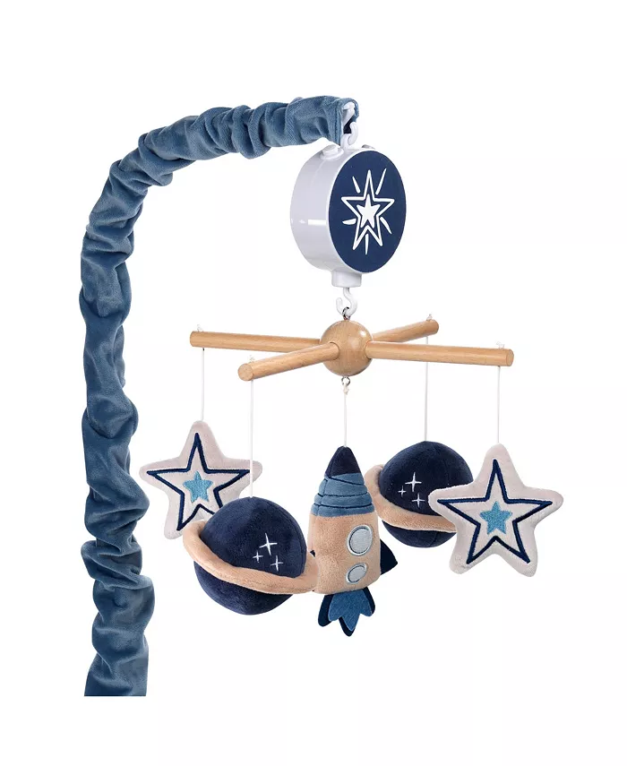 Lambs Ivy Sky Rocket Planets Stars Musical Baby Crib Mobile Soother Toy- Blue - Mycitystee