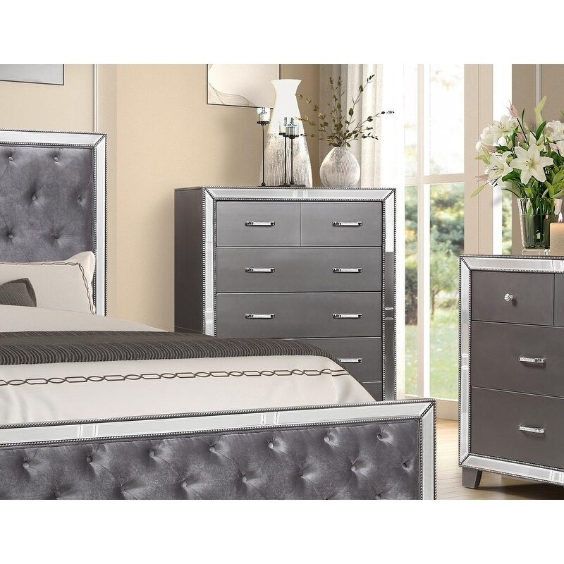 Best Master Furniture Sedona Silver Bedroom 5 Drawer Chest - - 30014164 - Mycitystee
