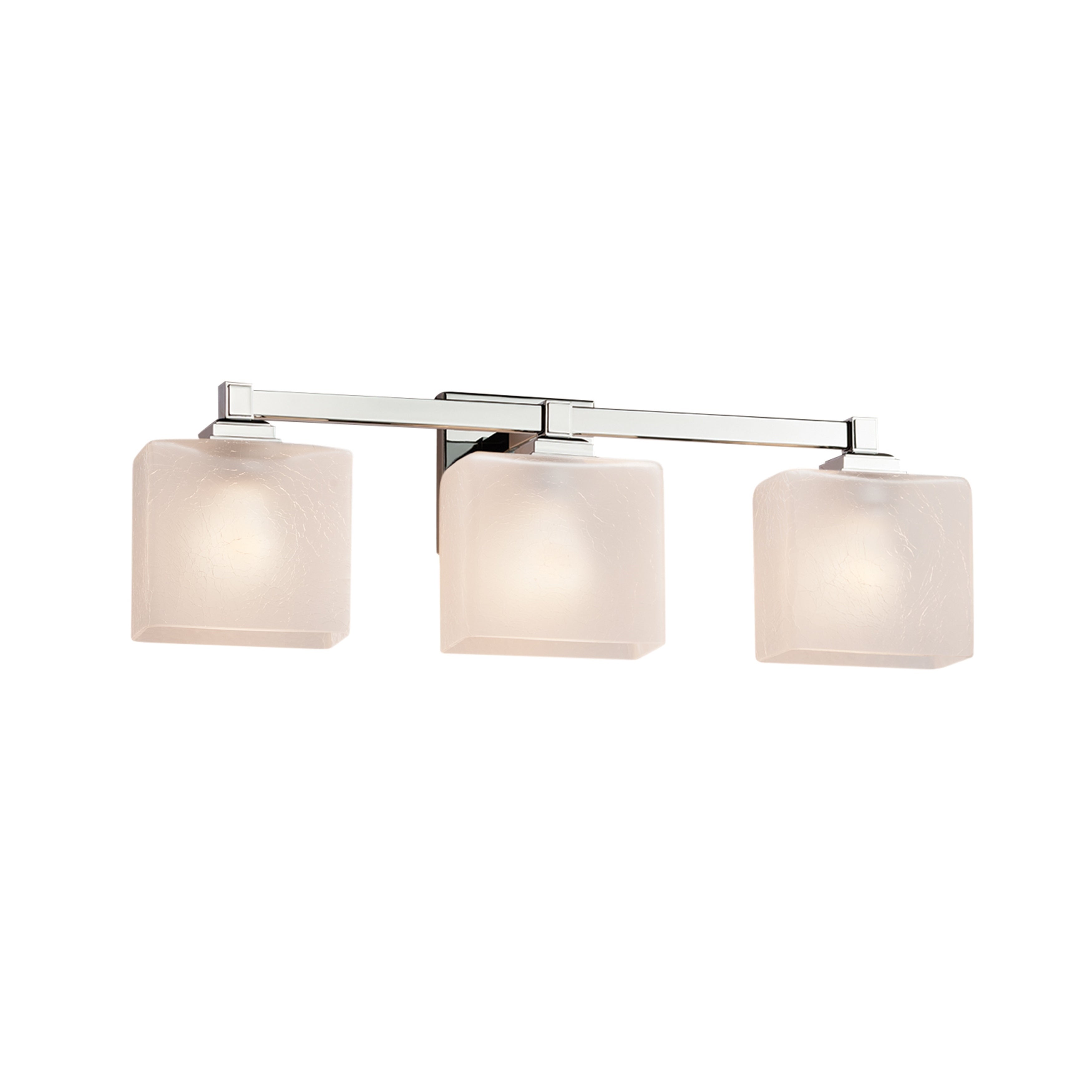 Justice Design Fusion Regency 3-light Polished Chrome Bath Bar， Frosted Crackle Rectangle Shade - Mycitystee
