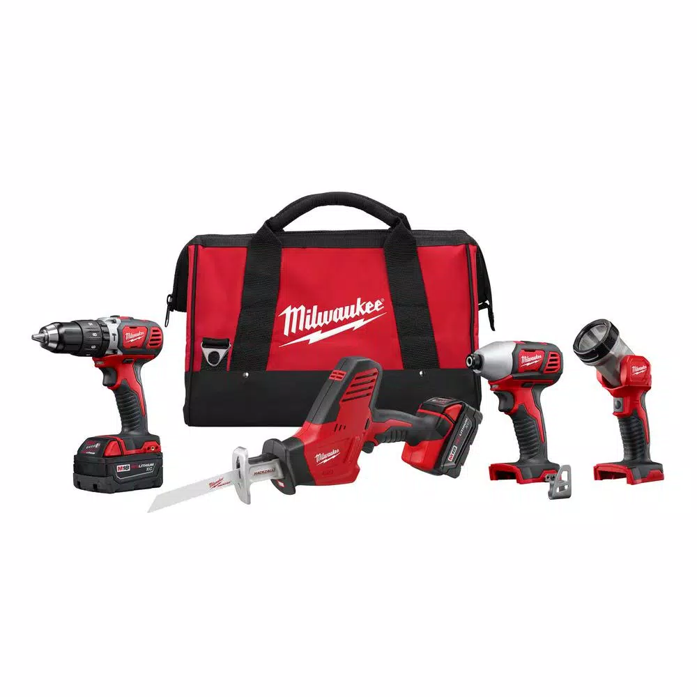 Milwaukee M18 18-Volt Lithium-Ion Cordless Combo Tool Kit (4-Tool) w/(2) 3.0Ah Batteries， (1) Charger， (1) Tool Bag and#8211; XDC Depot - Mycitystee