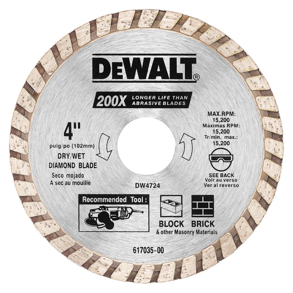 DEWALT 4-in High Performance Diamond Masonry Blade DW4724 from DEWALT - Mycitystee