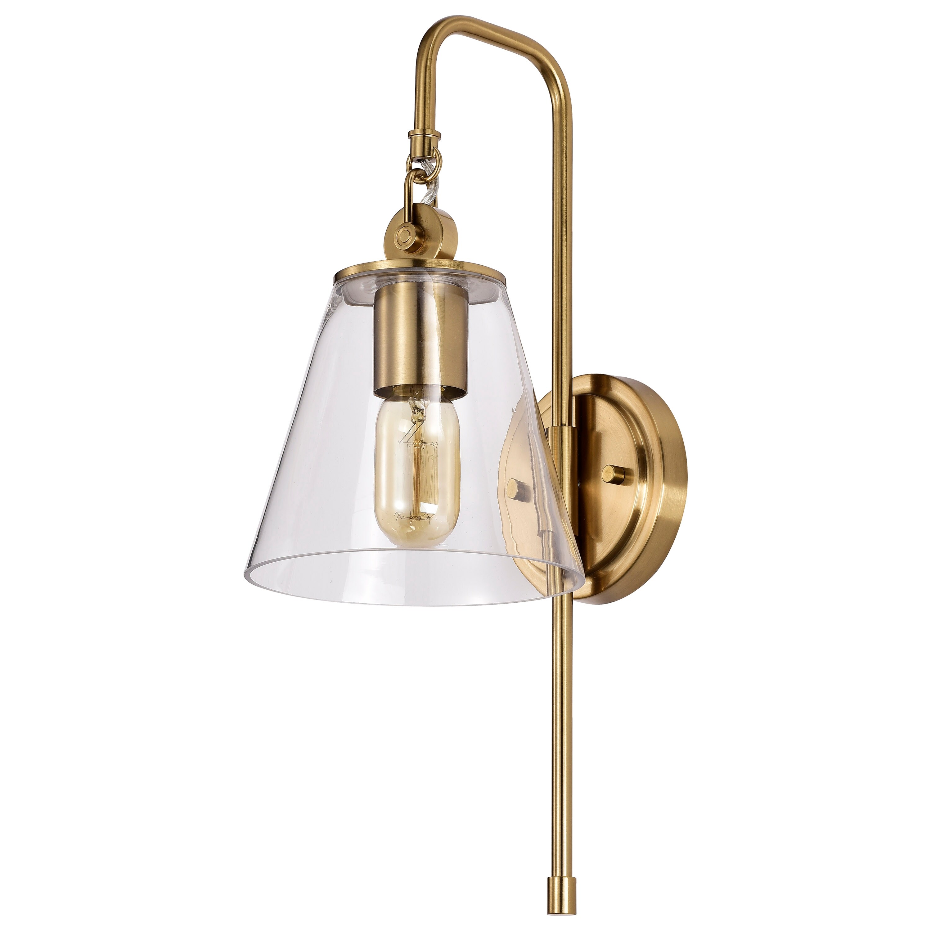 Dover 1 Light Wall Sconce Vintage Brass with Clear Glass - Mycitystee
