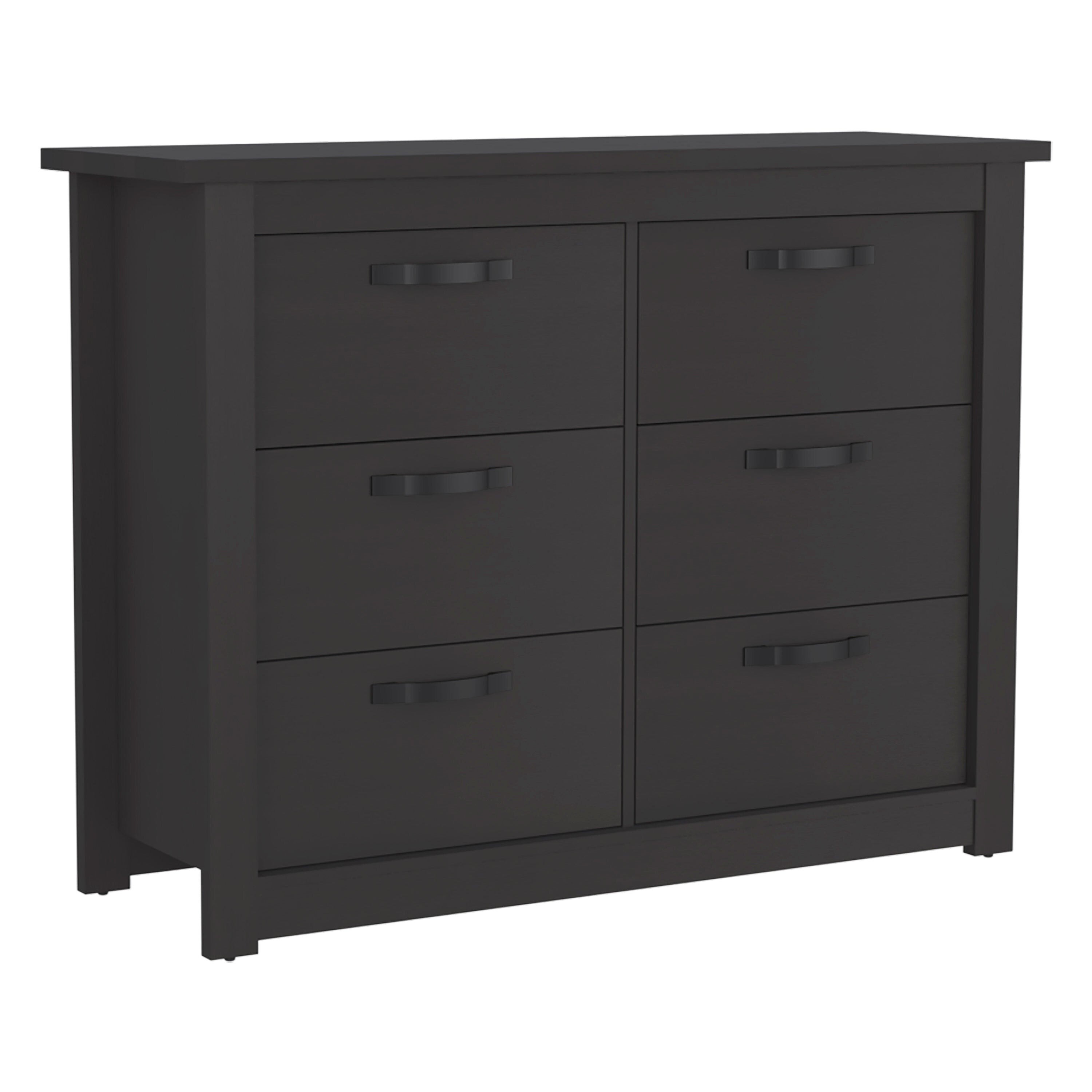 Becca Double Dresser with 6 Drawers， 4 Legs and Metal Hardware - - 35569980 - Mycitystee