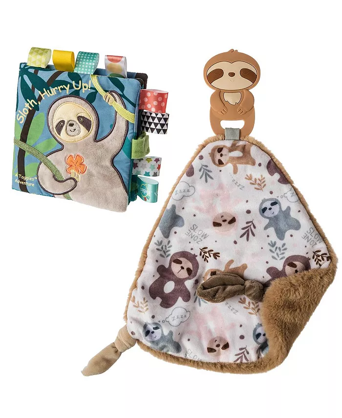 Mary Meyer Corporation Mary Meyer Sloth Lovey with Silicone Teether Molasses Sloth Taggies Soft Book - Mycitystee