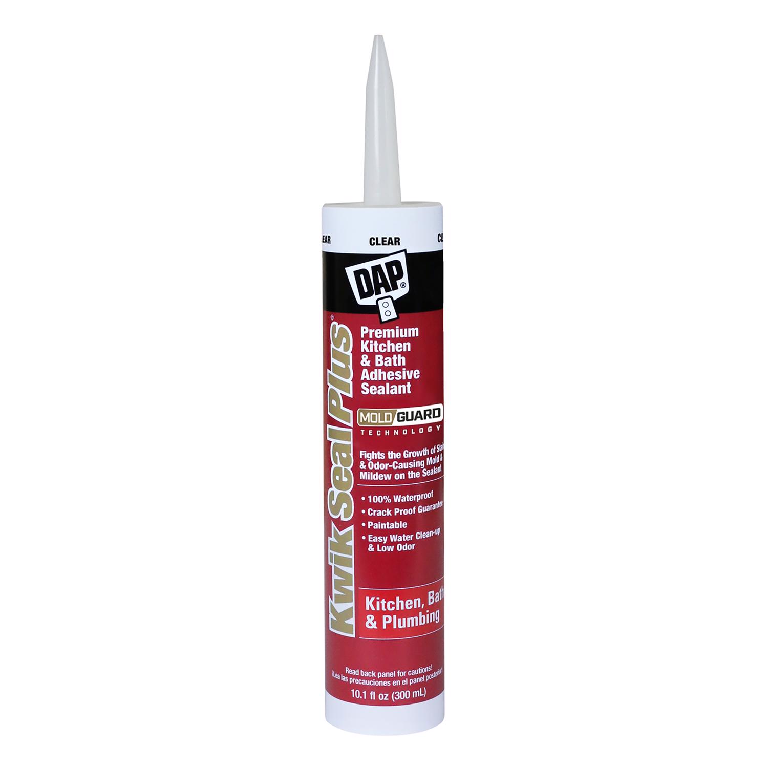 DAP Kwik Seal Plus Clear Siliconized Acrylic Latex Kitchen and Bath Sealant 10.1 oz - Mycitystee