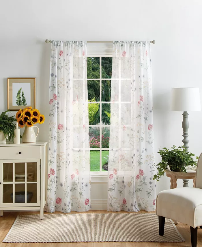 Martha Stewart Collection Martha's Garden Poletop Curtain Panel Set， 84