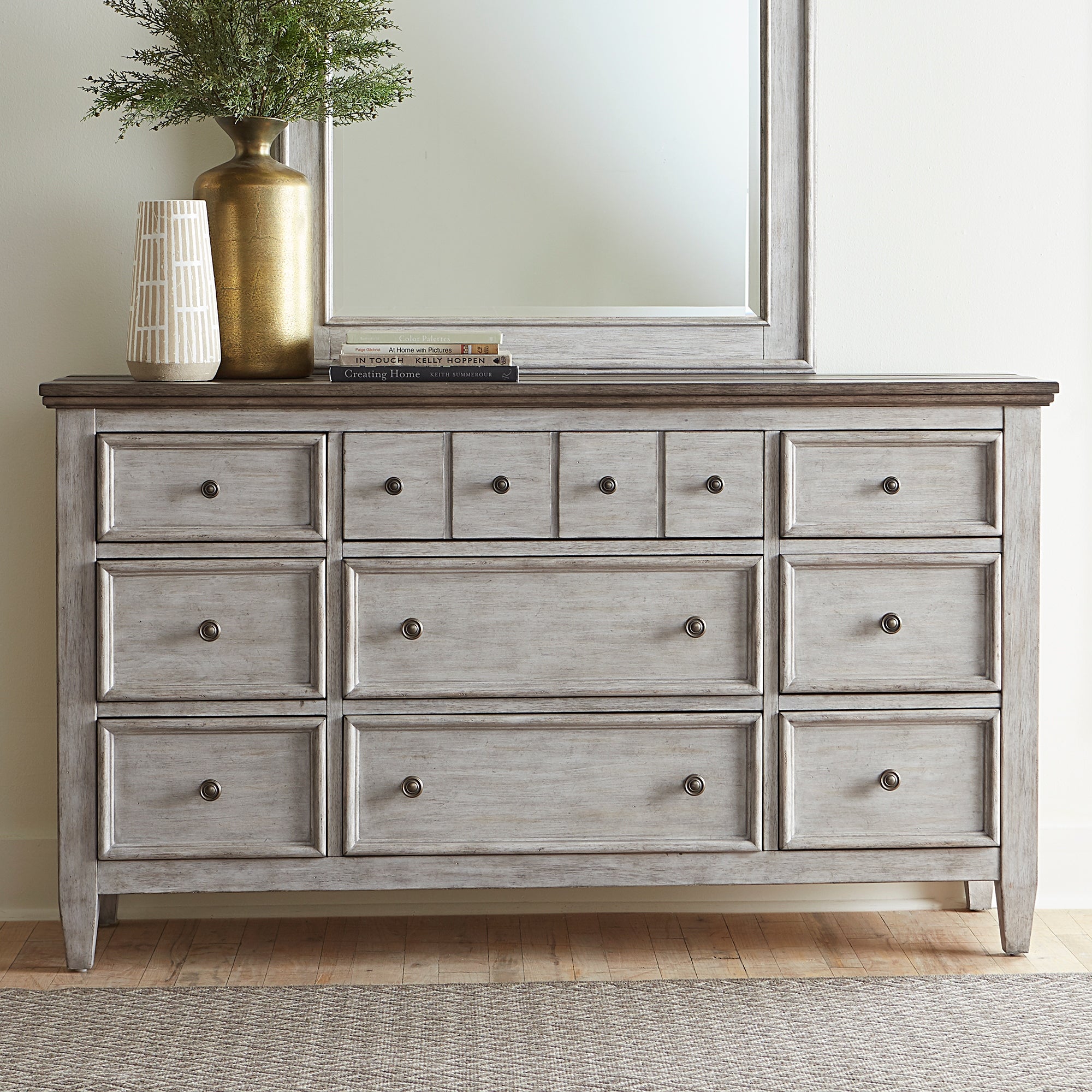 Heartland Antique White Tobacco 9 Drawer Dresser - - 28063892 - Mycitystee