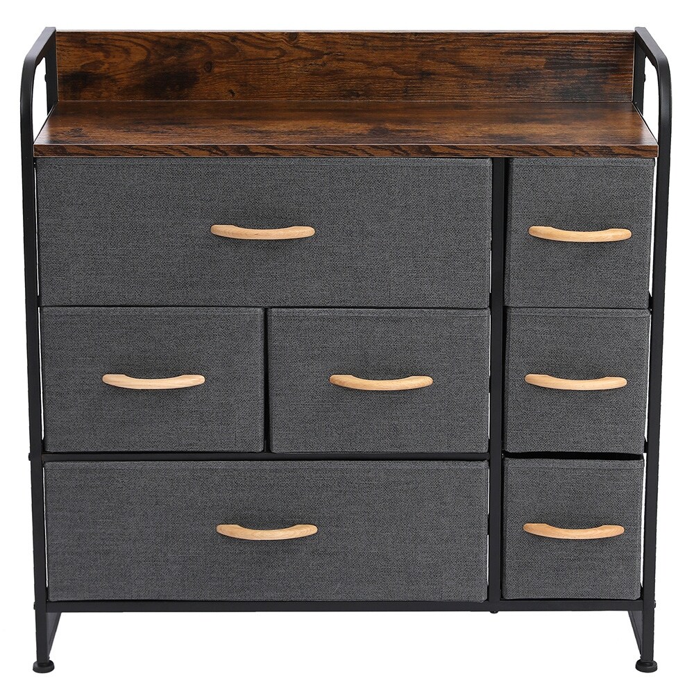 Drawer Dresser(Gray) Dresser Organizer with 7 Drawers， Fabric Dresser Storage Tower for Bedroom， Hallway - - 37776953 - Mycitystee