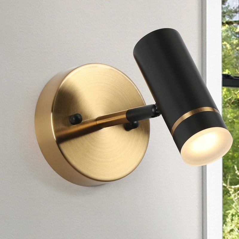 Modern Black Gold 1-Light LED Wall Sconce Lighting Bathroom Vanity Lights - L 4.7
