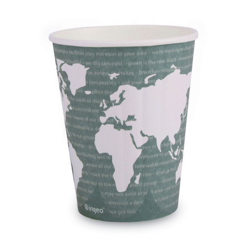 Eco-Products World Art Renewable and Compostable Insulated Hot Cups， PLA， 12 oz， 40/Packs， 15 Packs/Carton (EPBNHC12WD) - Mycitystee