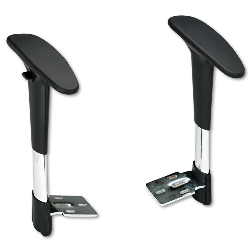 Optional Height-Adjustable T-Pad Arms for Safco Metro Extended-Height Chairs， Black/Chrome， 2/Set (3495BL) - Mycitystee
