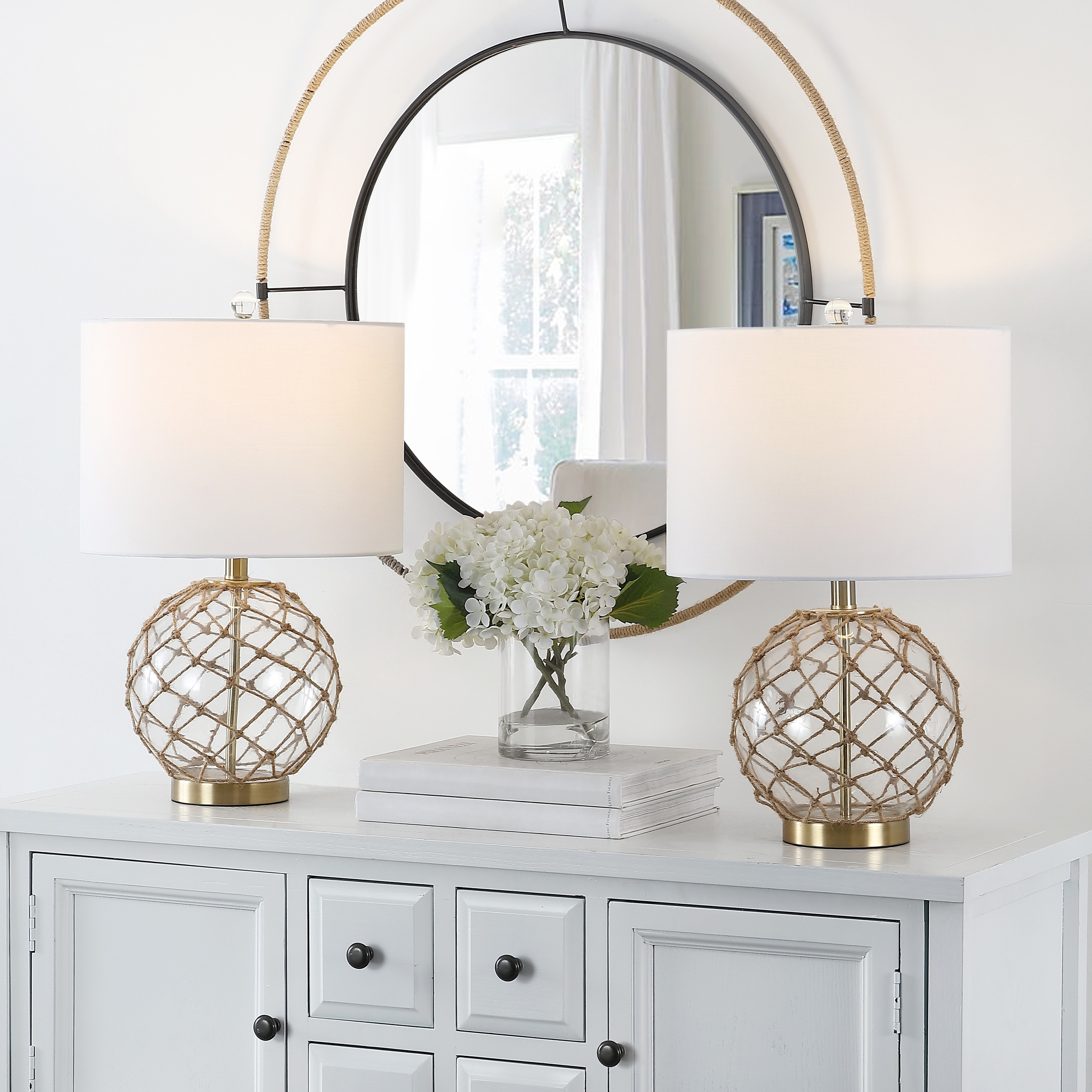 SAFAVIEH Lighting Gremeli Nautical 22-inch Orb Rope LED Table Lamp (Set of 2) - 14