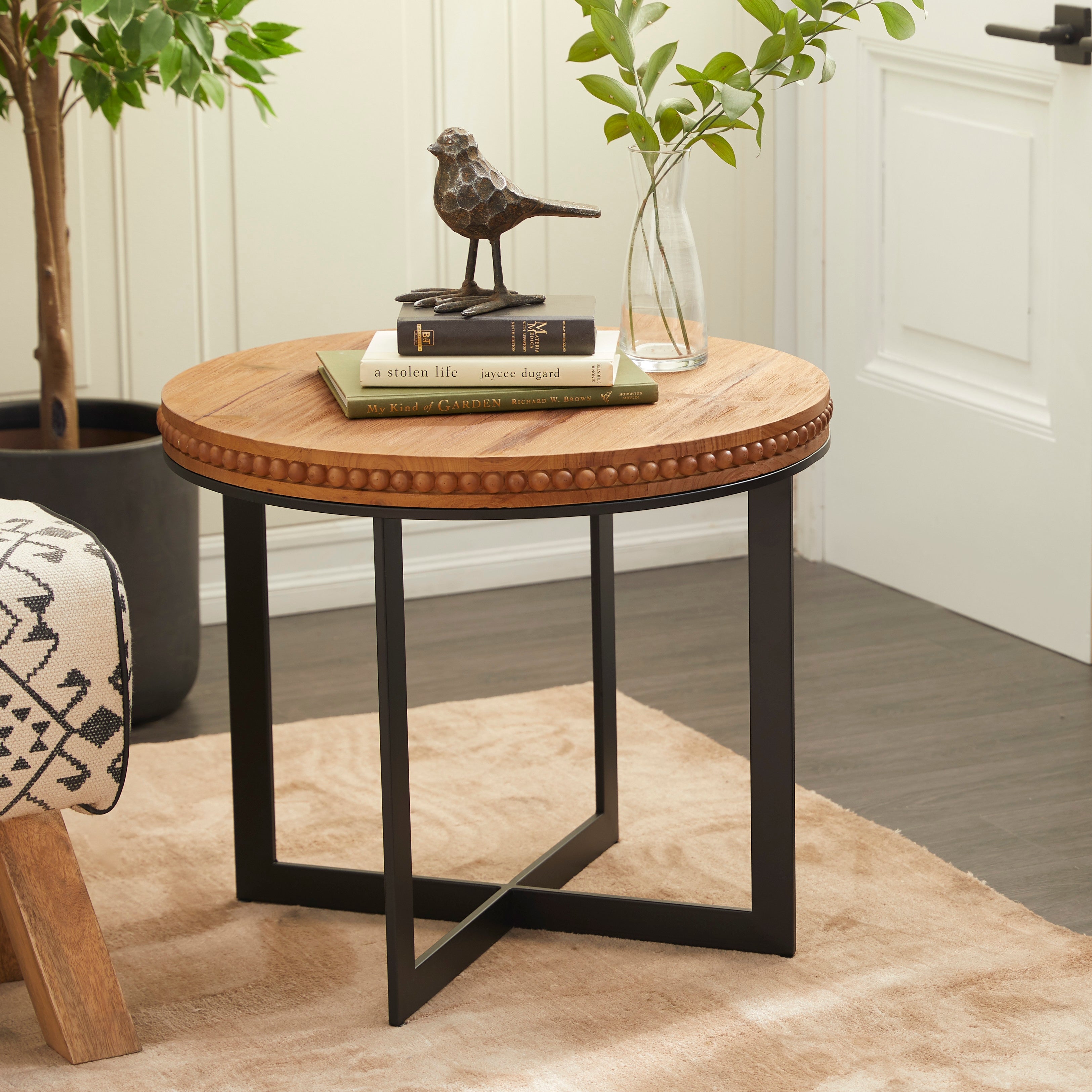 Brown Wood Industrial Table with Black Metal Legs - Mycitystee