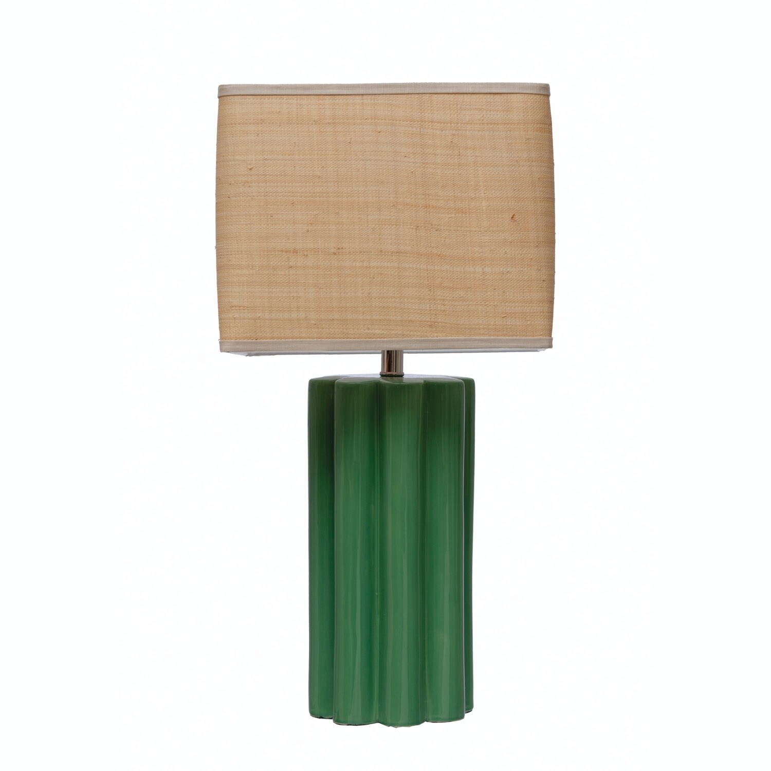 Stoneware Fluted Table Lamp with Raffia Shade - Mycitystee